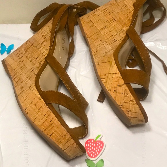 Guess Shoes - Guess Strappy Brown Wedge Size 6.5